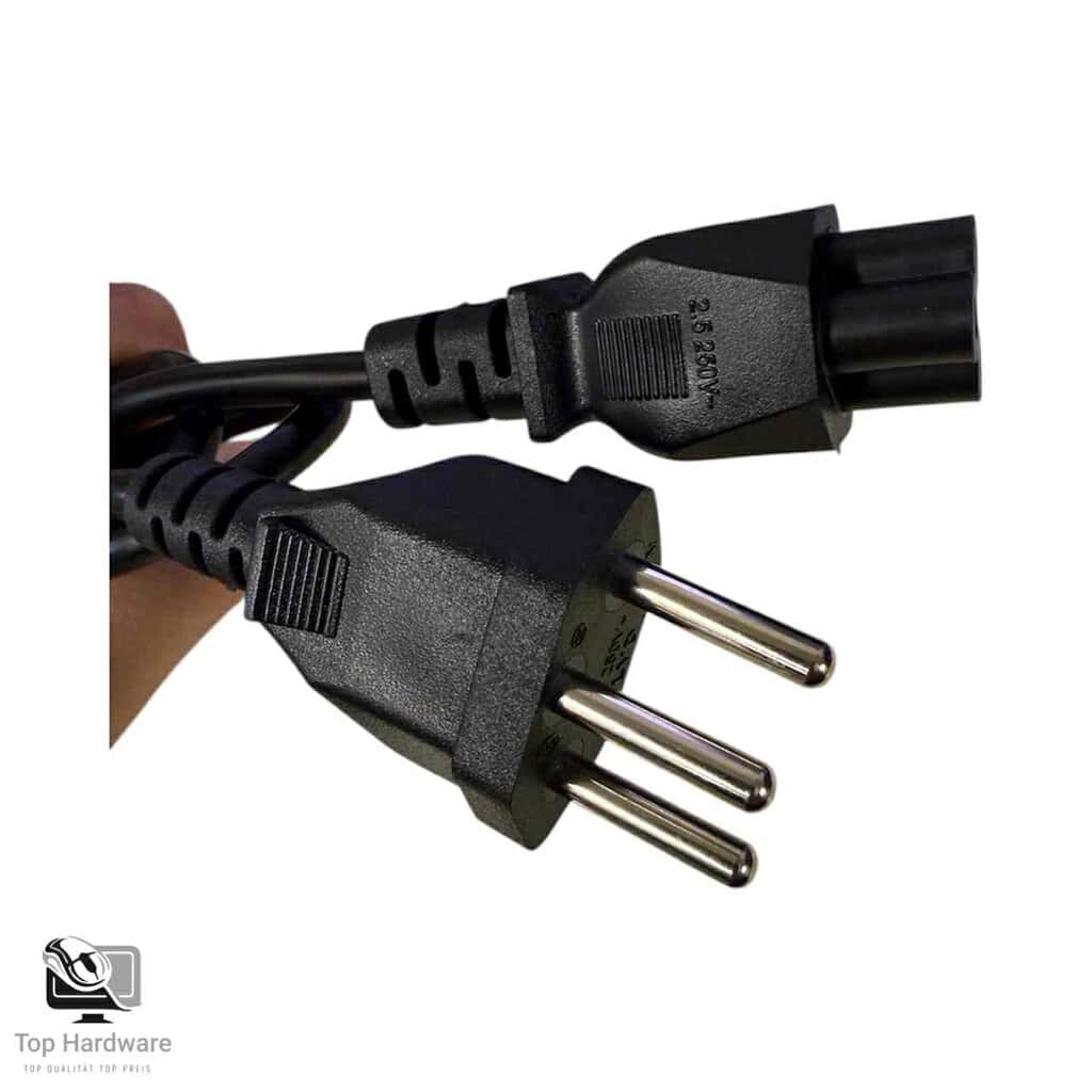 Strom Anschlusskabel T12 Stecker auf IEC-Buchse, 1 m, Schwarz
