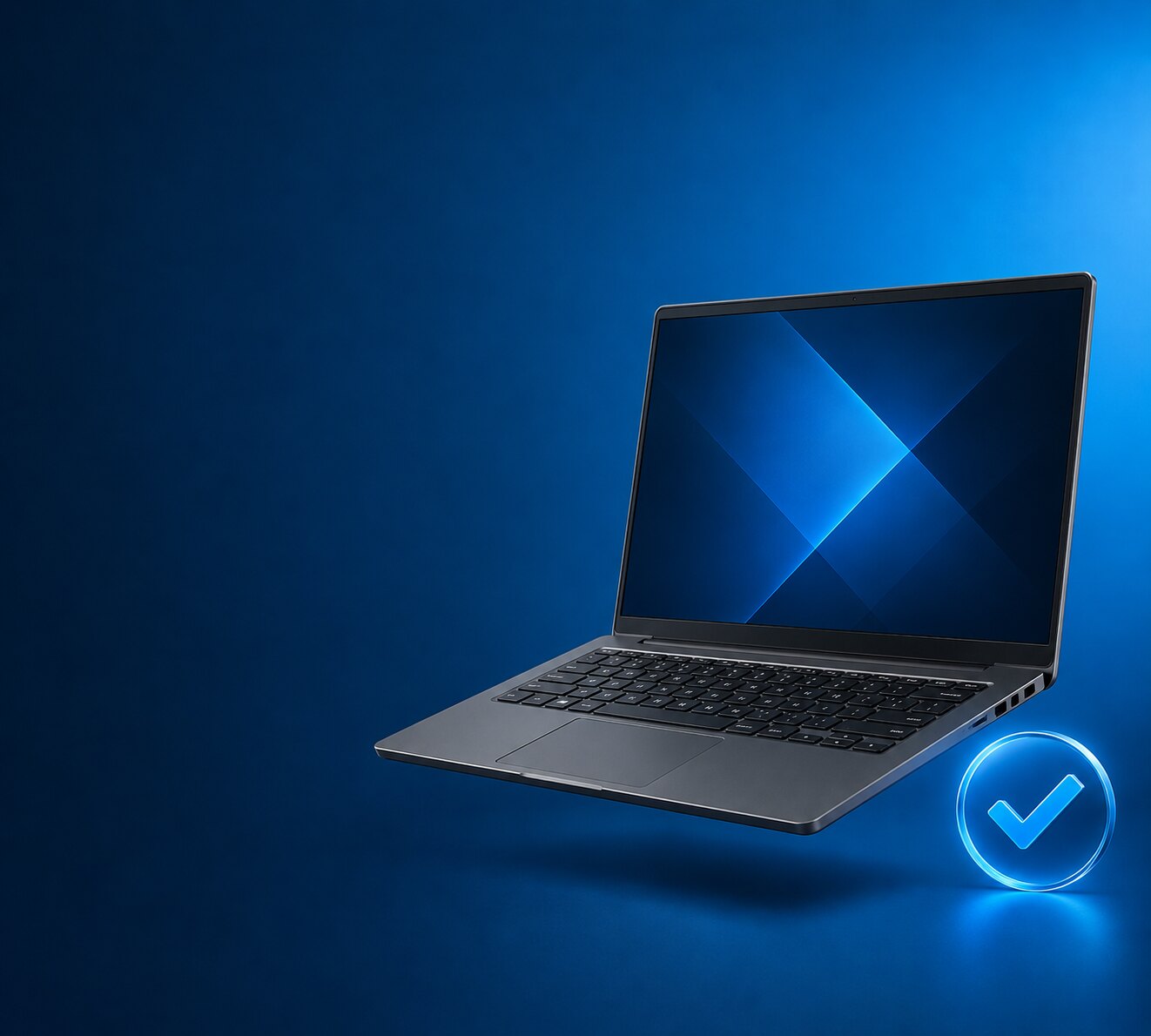 Notebook mit blauem Qualitätssiegel, geprüfte Qualität und Geräteklassen bei Top-Hardware

